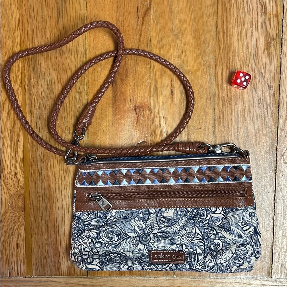 Sakroots Brown and Blue Crossbody Bag